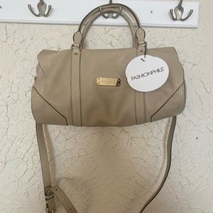 Burberry beige cream Leather satchel crossbody shoulder bag